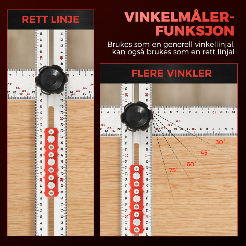 4 i 1 linjal for boreposisjonering