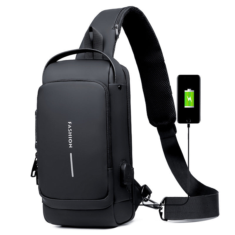 USB Charging Sports Sling Anti-tyveri skulderveske