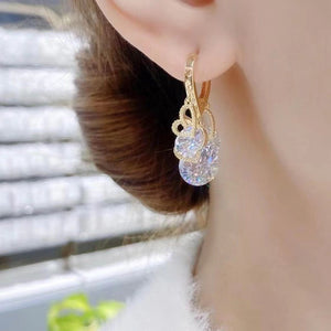 Heart Zircon Drop Ear Buckles Earrings