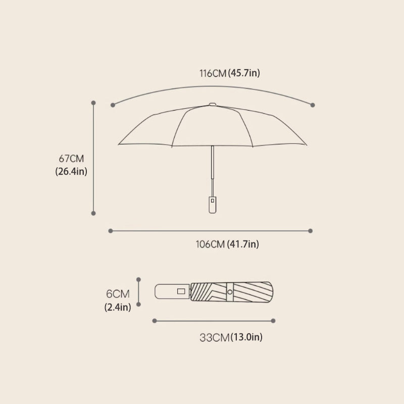 Tre-Foldet Selvåpnende Og Tilbaketrekkende Paraply Med Spenne