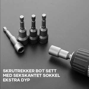 Skrutrekker bitsett med ekstra dyp sekskantet sokkel