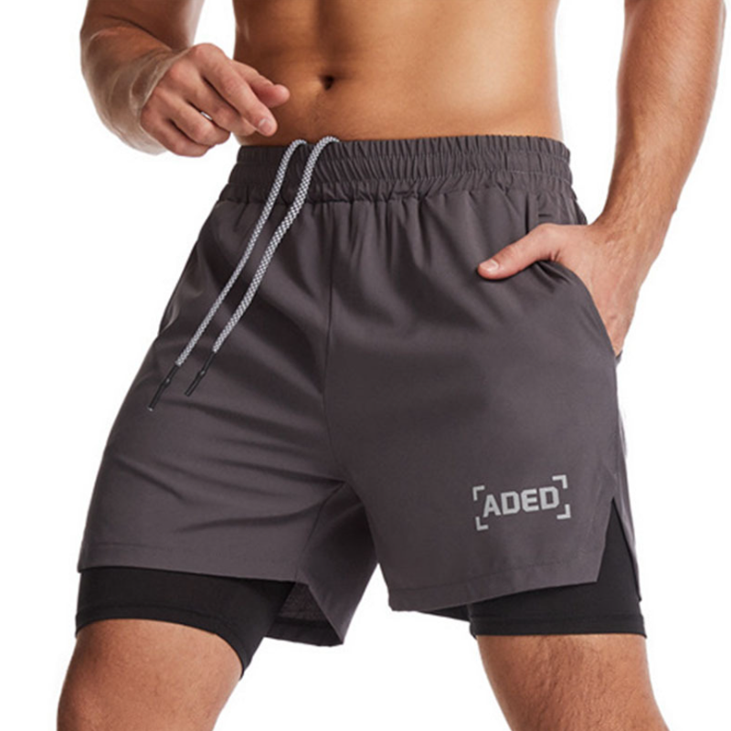 Vevd, dobbeltsidig sportsshorts for menn