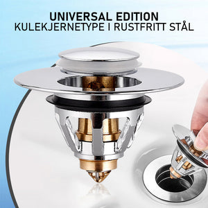 Universal rustfritt stål pop-up avløpsfilter