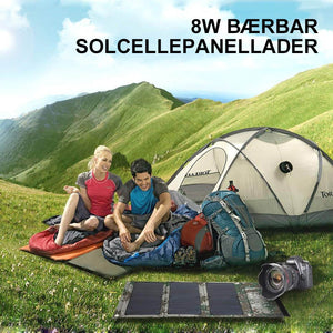 8W bærbar solcellepanellader