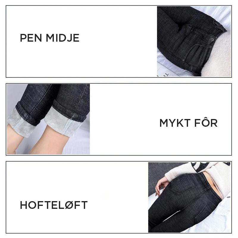 Varme Jeans for Dame med mykt Fleecefôr