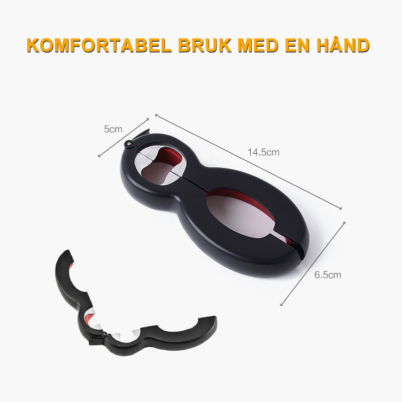 6 in1 multifunksjonell flaskeåpner