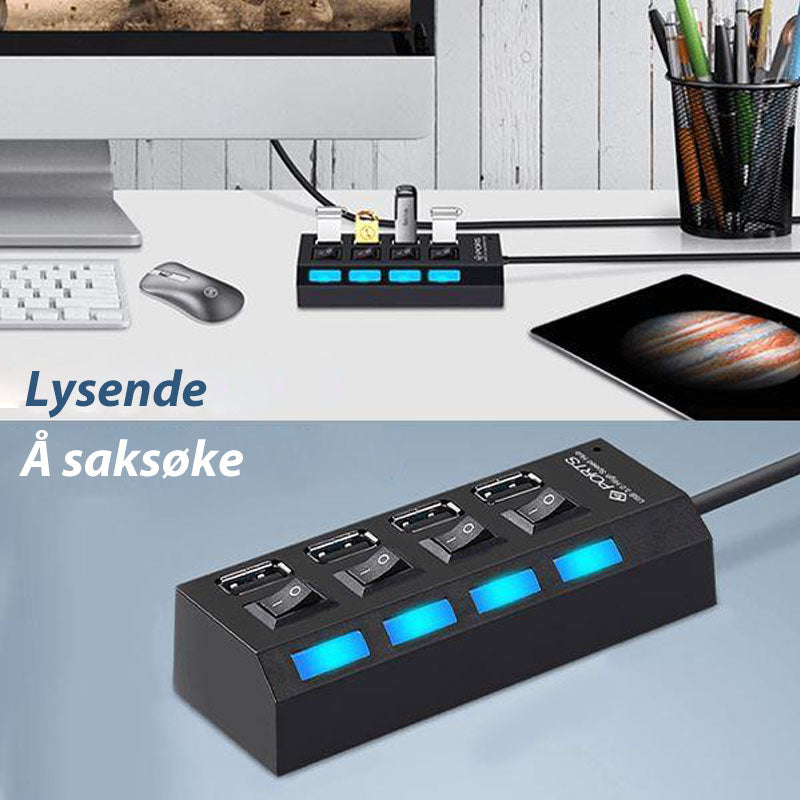 Flere porter høyhastighets USB-hub