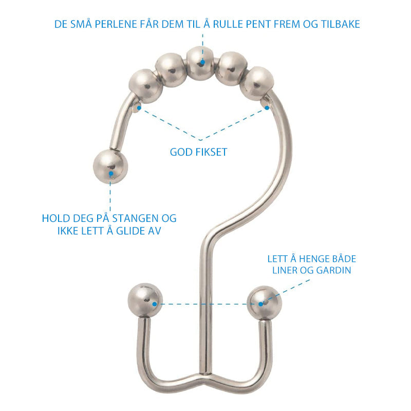 Rustfritt Stål Dusjforheng Kroken (12 stk)