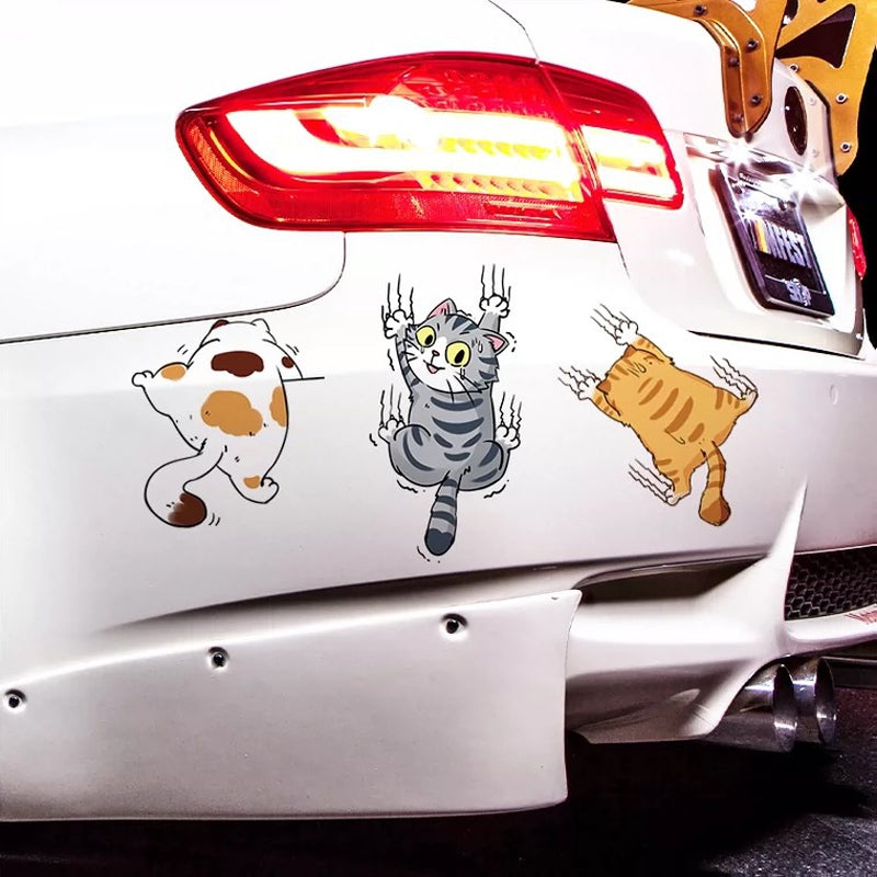 Cute Cat Cartoon Decal Car Stickers, 3 stk