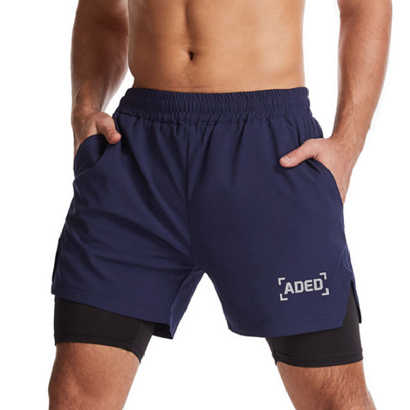 Vevd, dobbeltsidig sportsshorts for menn