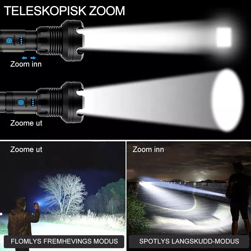 LED oppladbar taktisk laserlommelykt