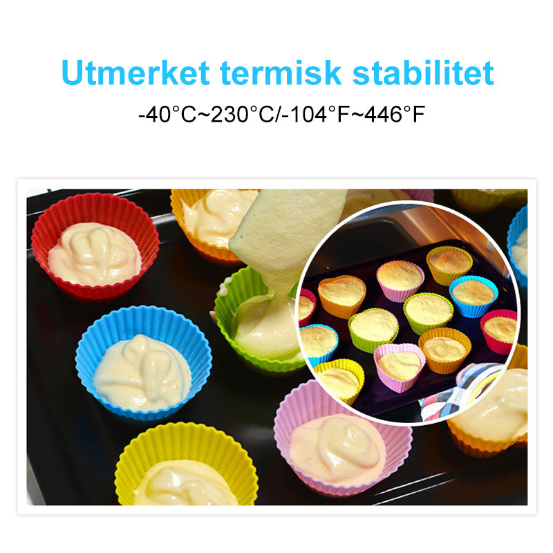 Gjenbrukbare Muffinsformer (10 stk)