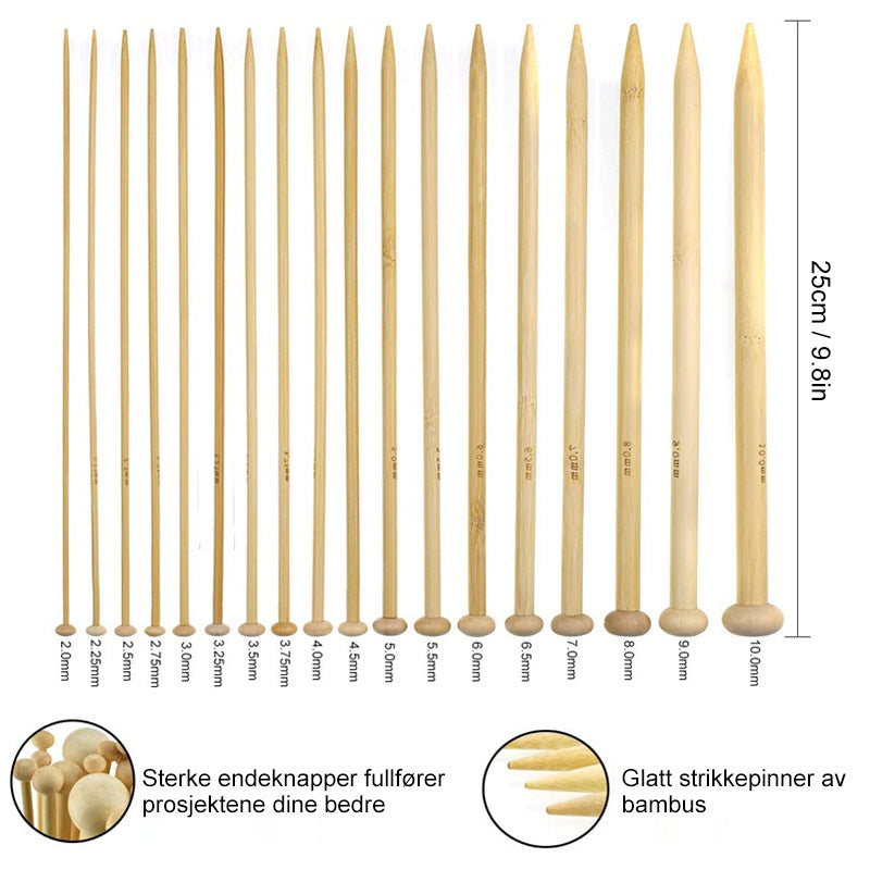 Strikkepinner av bambus