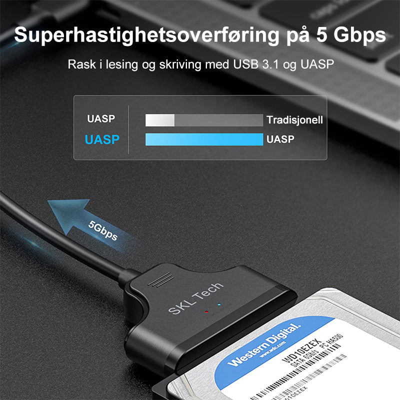 USB3.0 -Type C til Sata 2,5 tommers harddiskadapter