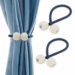 Pearl Curtain Tiebacks with Strong Magnetic Clips, 2 pcs