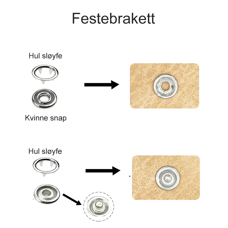 Sett med metalltrykknapper