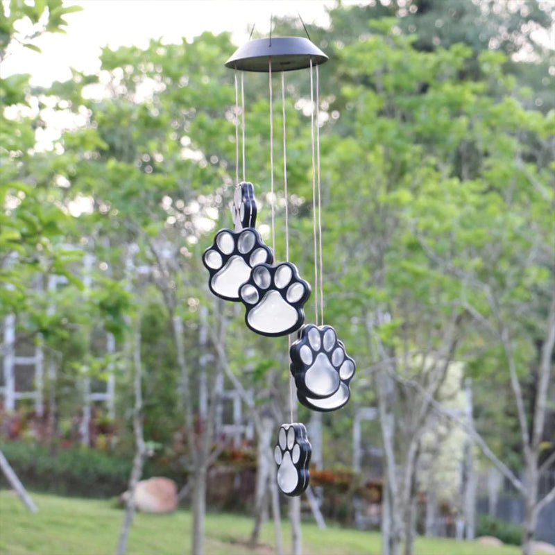 Bear Paw Print Solar Wind Chime