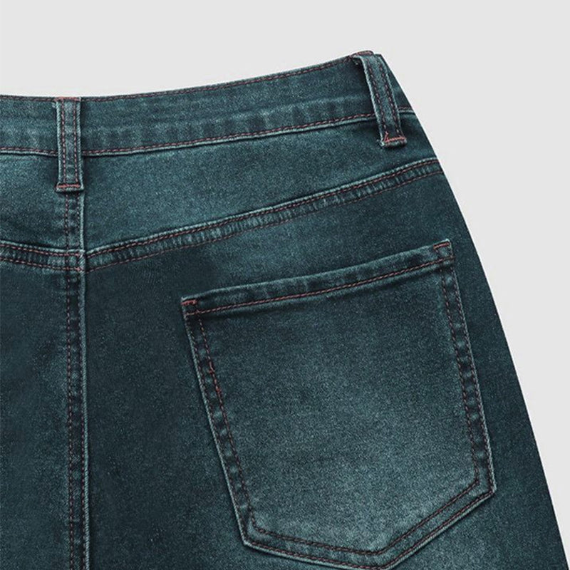 Vasket rå hem Mid waist jeans med brede ben