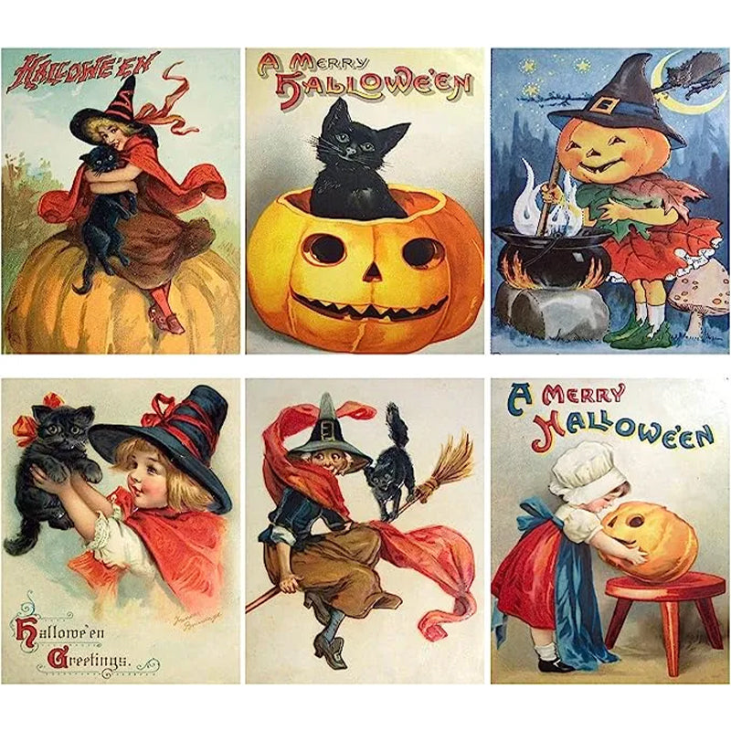 Vintage Halloween postkortsett (24 stk)