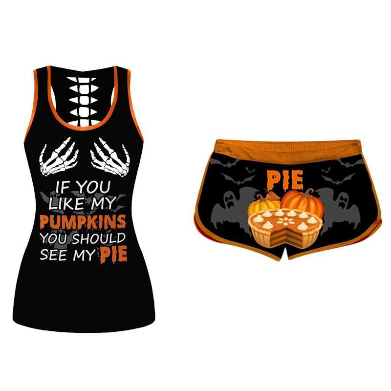 🎃1 sett Halloween gresskarsinglet og shorts