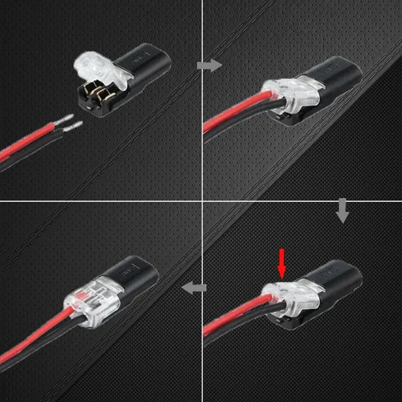 Plugg-in kontakt med dobbel leder og låsespenne