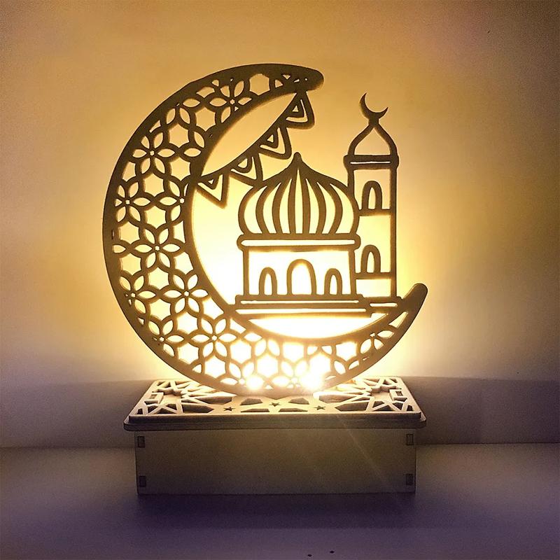 Eid Mubarak Ramadan LED dekorasjonslys i tre