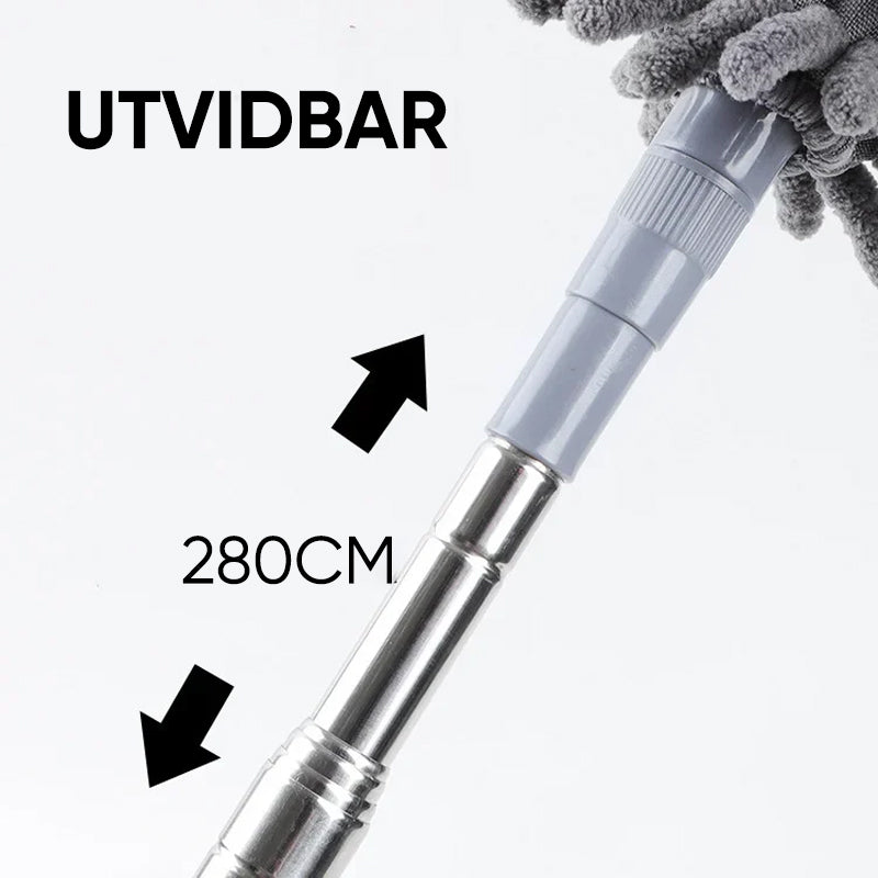 Uttrekkbar, vaskbar, buet mikrofiberduster