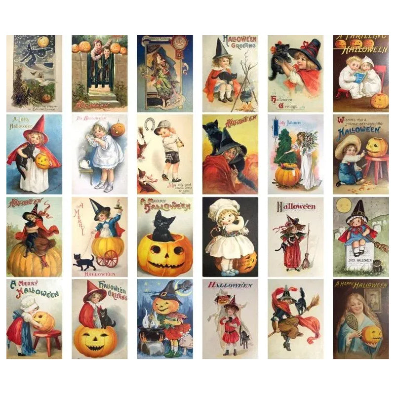 Vintage Halloween postkortsett (24 stk)