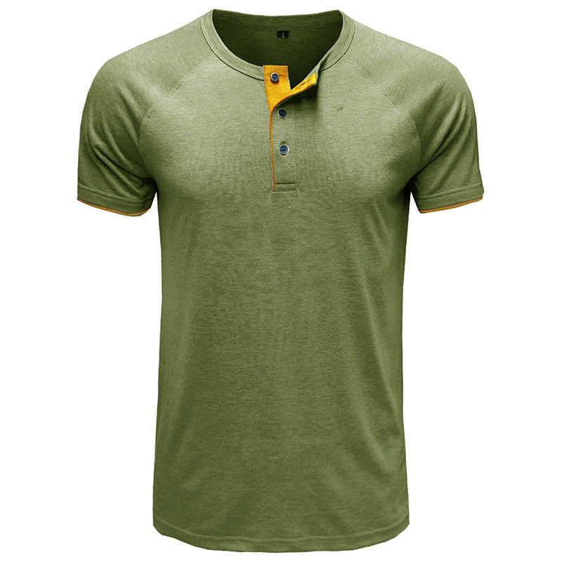 Henley Collar sommer T-skjorte for menn