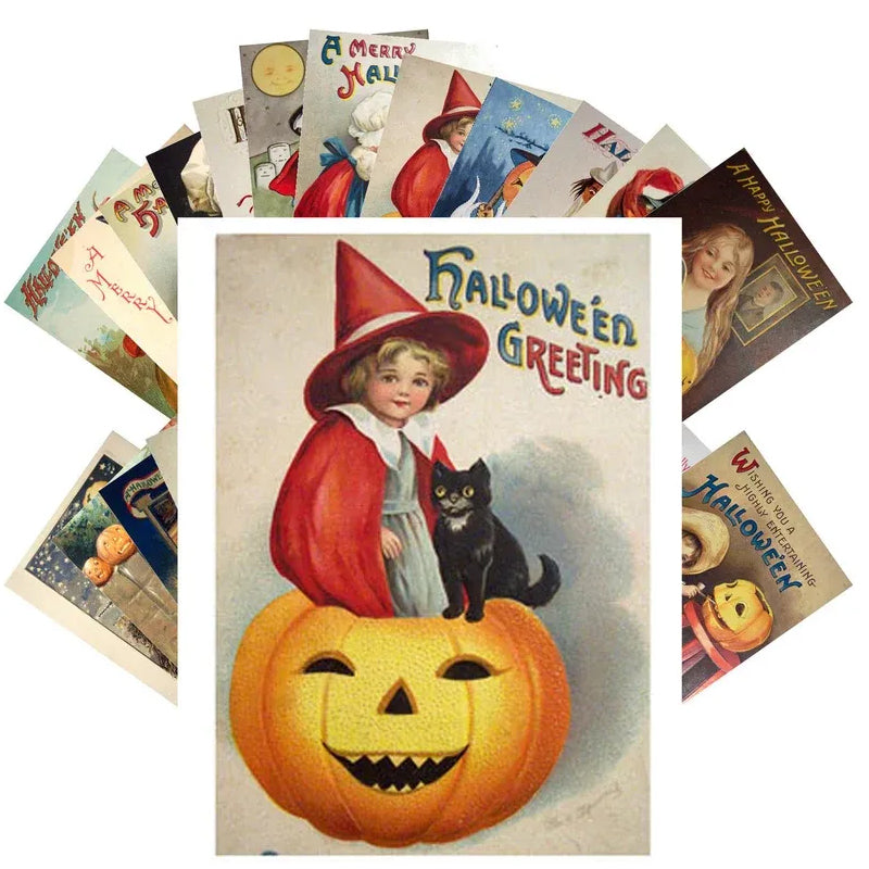 Vintage Halloween postkortsett (24 stk)